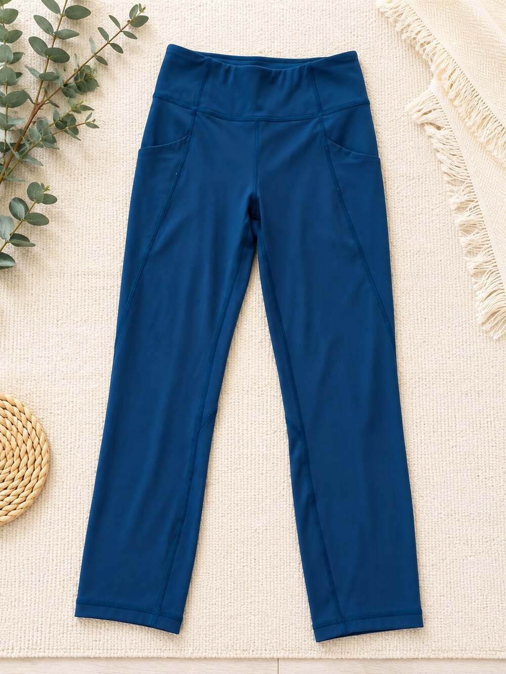 Lululemon Break Free Crop Leggings Size 6 Black Nulux Pockets (p1)